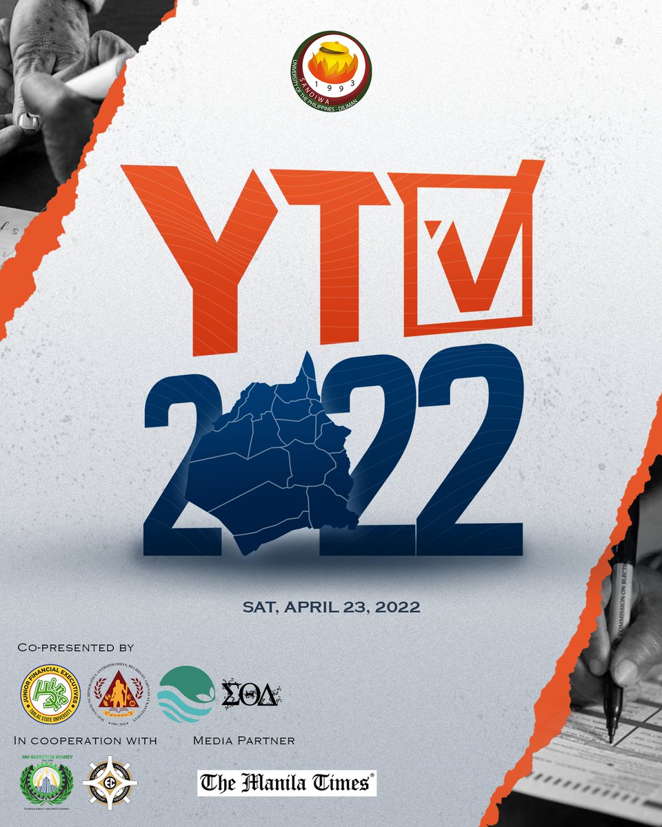 upsandiwa's tweet photo. Mangilatis. Magsiyasat. Magmatyag.

Sumama sa YTV 2022 upang makilala ang mga tumatakbo sa probinsya ng Tarlac sa paparating na halalan. Ito ay gaganapin sa Abril 23 (Sabado),10:00AM sa Zoom. Mangyari lamang na mag-register sa link na ito upang makasali
https://t.co/LnumFmw9kJ https://t.co/BjYZpkvV9k