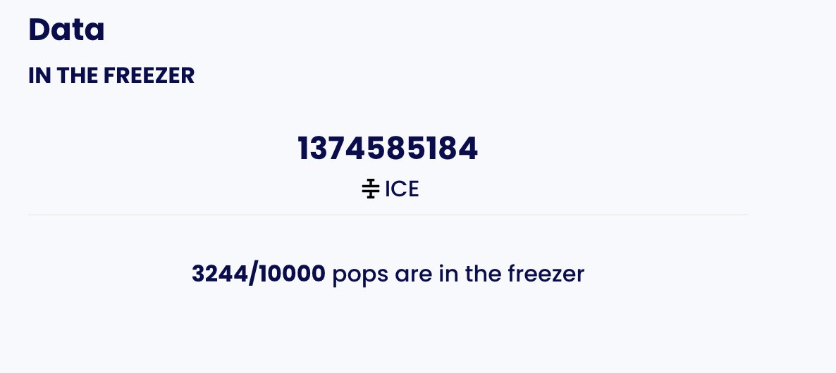 axopoa's tweet image. GM! 3244 pops in the freezer

$ICE $ICE baby 🧊🧊👶