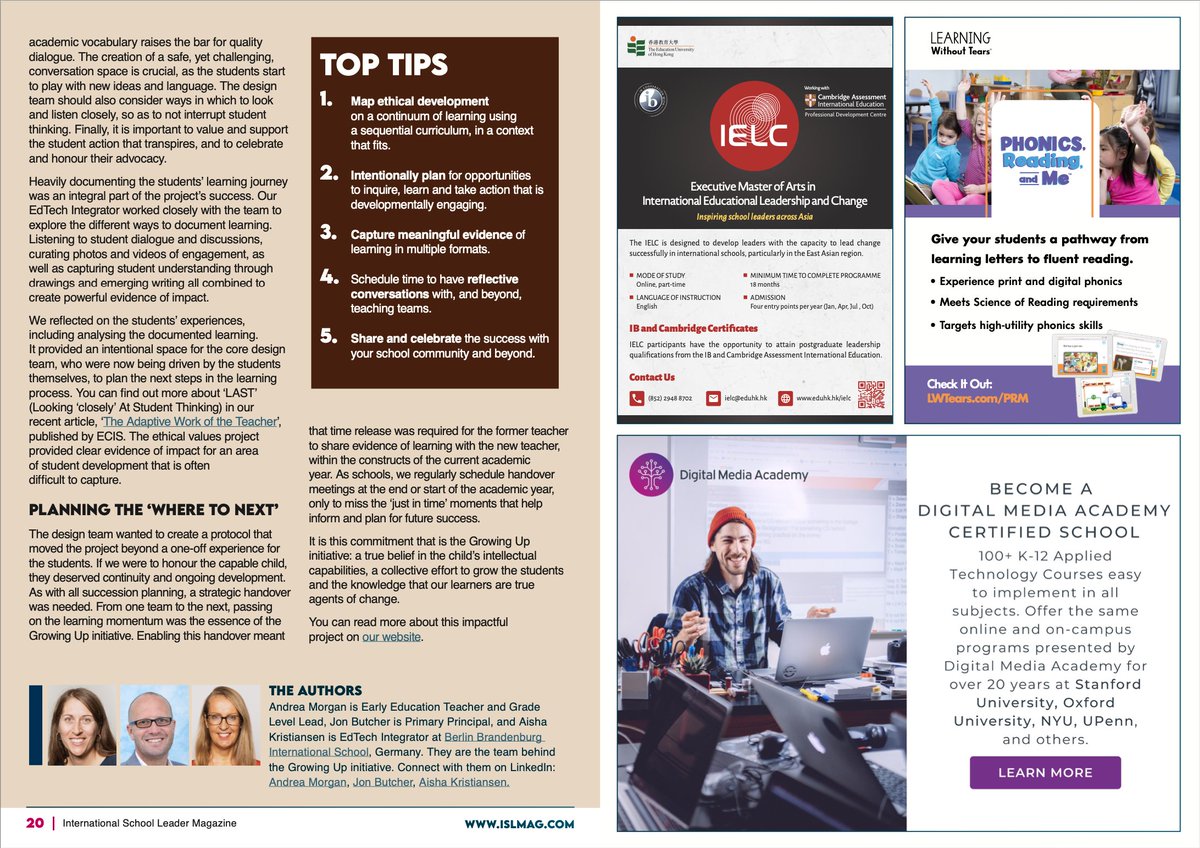 A huge honour to be featured in this month's edition of <a href="/ISC_Research/">ISC Research</a> about our award-winning project - 'The Growing Up Initiative'! <a href="/AndreaLMorgan1/">Andrea Morgan</a> &amp; <a href="/butcher74/">Jon Butcher (he/him)</a> - what a journey. We bring out the best in each other! <a href="/carlamarschall/">Carla Marschall</a> - thank you for your inspiration! #changemakers