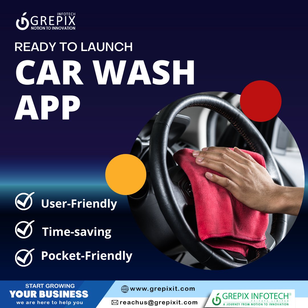 grepixit's tweet photo. We'll help you get your car wash business up and running in no time and for a fraction of the cost of developing your own custom app. The script is white-labeled and customized to your specific needs. Know more: https://t.co/AtN00KqYJY
#carwashapps #mobilewashclone https://t.co/0CnVAjYecQ