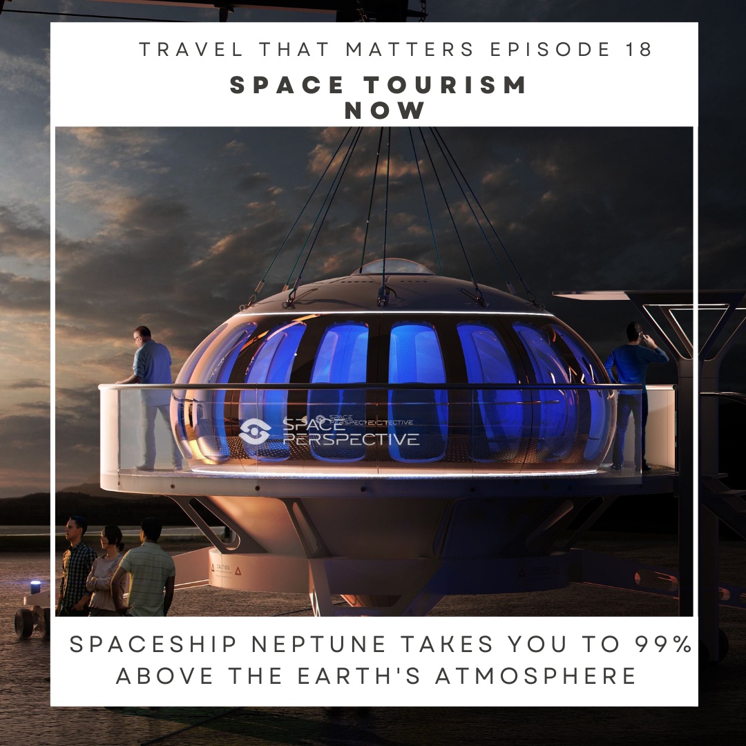 Tune into the latest episode of Travel That Matters - @travelwithbruce - with <a href="/BWallinTravel/">Bruce Wallin</a>, where you are taken on an imagined journey to space, with the Co-founder and CEO of <a href="/SpacePerspectiv/">Space Perspective</a> Jane Poynter.