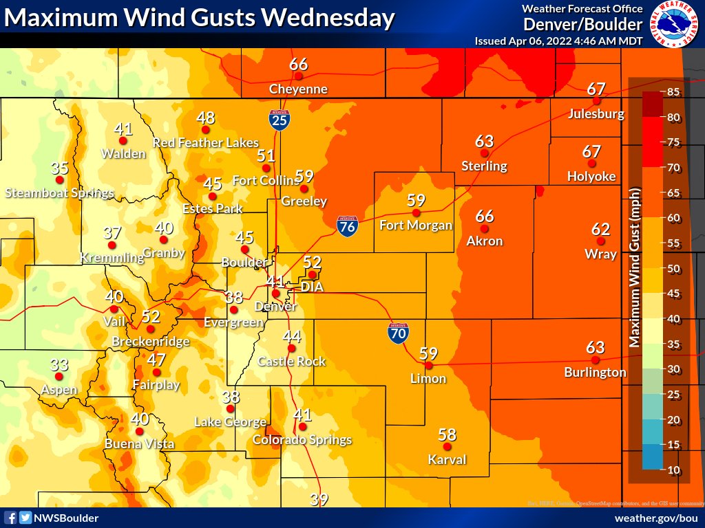 NWSBoulder's tweet photo. Today and Thursday will nearly be a repeat of one another with very strong wind gusts and critical fire weather conditions expected. Please avoid burning or doing activities that may create sparks! #COwx https://t.co/Z3YrJaBhK2