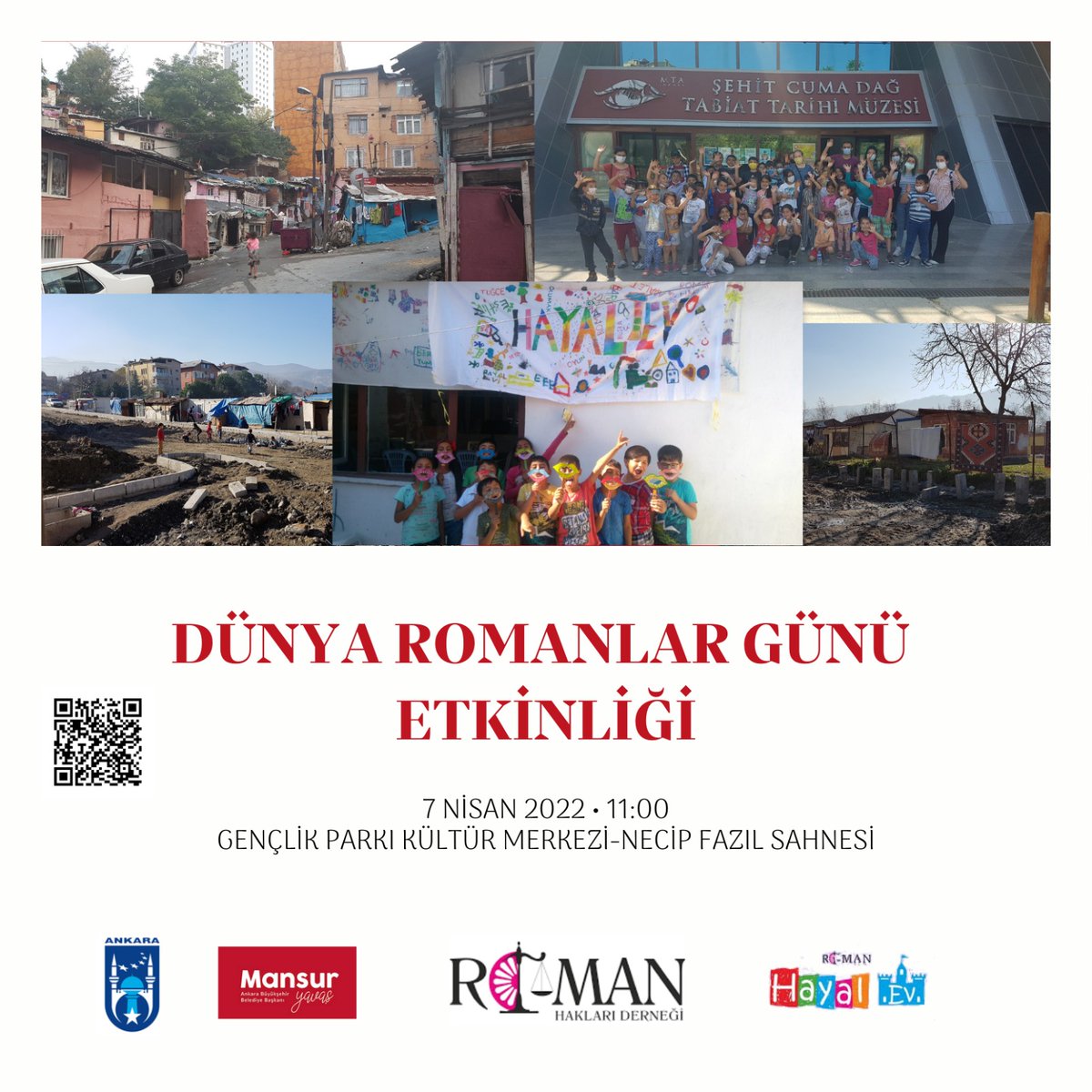 RomHakDer's tweet photo. Roman Hakları Derneği olarak 7 Nisan 2022 Perşembe günü düzenleyeceğimiz Dünya Romanlar Günü etkinliğine katılımınız bizleri onurlandıracaktır.
Gündeme ve ayrıntılara davetiye karekodundan ulaşabilirsiniz. https://t.co/Aerq7R9EqI