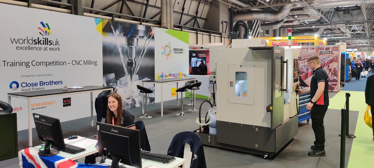 worldskillsuk's tweet image. Our CNC Milling Squad UK team are demonstrating their world-class skills at the @MACHexhibition this week 👏 

If you&apos;re there, make sure to stop by and say hello! 👋 

#MACH2022