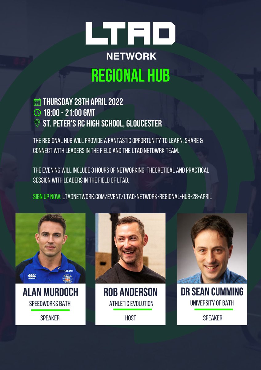 ltadnetwork's tweet photo. Book your place at our Regional Hub event in Gloucester!

🗓28 April | St. Peter’s RC High School, Gloucester

🕰6-9pm

Hosted by Rob Anderson ( @athleticevouk ) with guest speakers Alan Murdoch ( @SpeedworksBath ) &amp; @phd_sean

✅Sign up now for just £30

https://t.co/tLOM8kRMWa https://t.co/JNrSQBk1zK