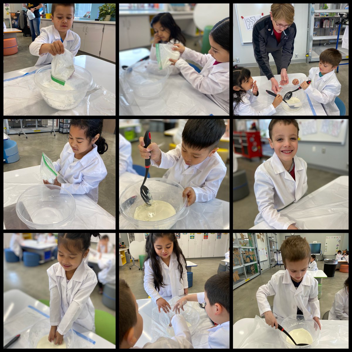 JBDrey's tweet photo. Ag in STEM Class! Students learned about types of corn, corn by-products, and made predictions on corn starchβ¦. will it be a solid or a liquid? Testing was way too fun! ππ½π #TheEES #AmericasSchool #TinyTornadoes #KinderSTEM #LabCoatDay @IowaSTEM @FarmBureau https://t.co/hgCW4dYjNa