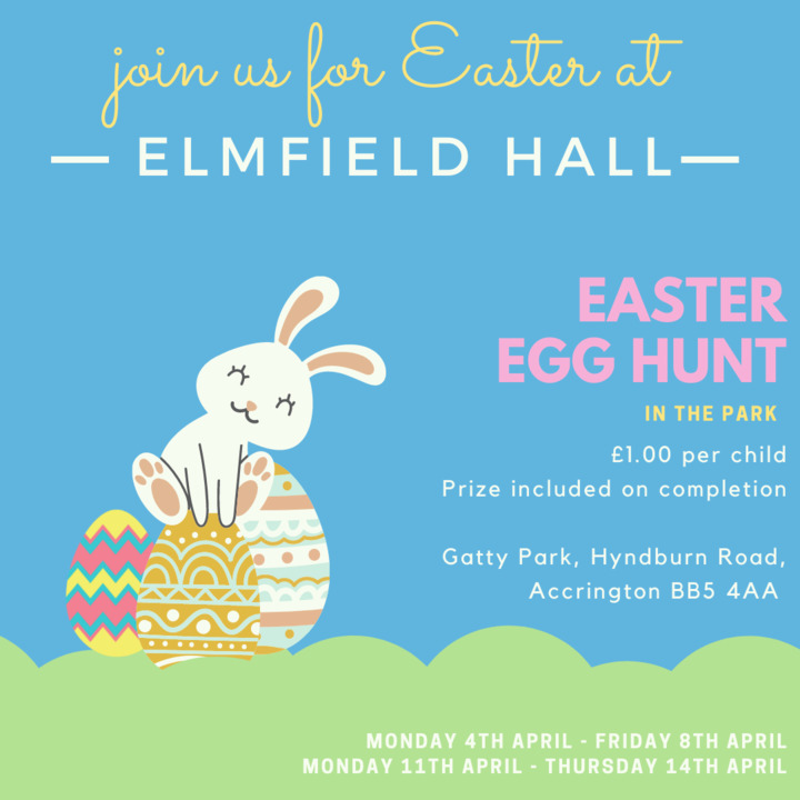 LetsHyndburn's tweet photo. 🐰 Head down to Elmfield Hall for an Easter egg hunt during the holidays! Find out more info here: https://t.co/oKYY6ToMpx #hyndburn #communitysollutions @communitysollutions https://t.co/0t2TJxyWp7