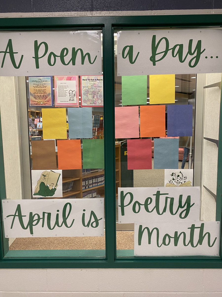 BRMSreads's tweet photo. Celebrating #NationalPoetryMonth in the library! #800’s are for poetry non-fiction display - Highlighting novels written in verse - A poem a day for each school day in April - and a poetry choice board lesson for 6th, 7th and 8th grades all month long! #PwcsLibraries @BullRunMS https://t.co/MrnMH0YGIy