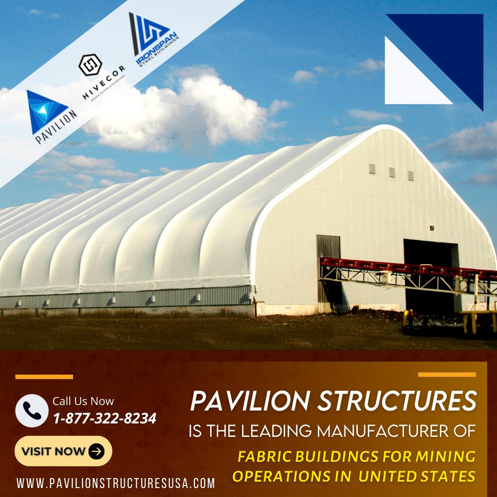 pavilion_usa's tweet photo. We are the leading manufacturer of fabric buildings for mining operations in United States.
Visit- https://t.co/vByc0CVxw8

#PavilionStructures #metalbuilding #fabricbuilding #industrial #commercial #agriculture #metalbarn #storage #haystorage #warehouse #workshop #barndominium https://t.co/PWVFramDPs
