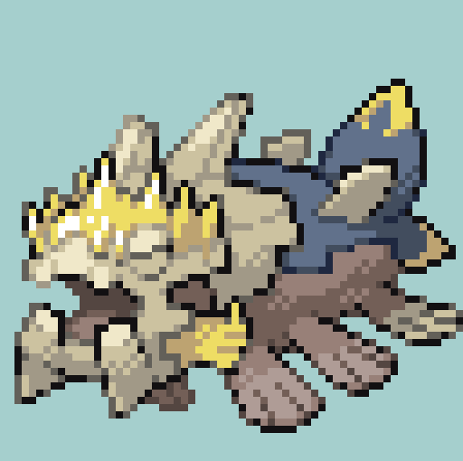 #fakemon #オリポケ
ジーラオウ。
水・岩タイプ。
ジーランスが54レベルで進化。 