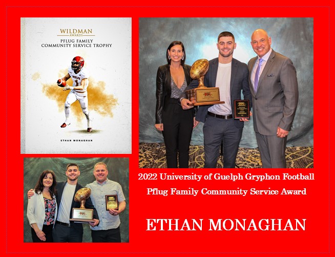 Ironwill360's tweet photo. So proud of @EthanMonaghan_ 2022 Winner of the "University of Guelph @GryphonFB Pflug Family Community Service Award" Well done and thank you for your service Ethan #ProudParents #RiseUpAndExcel #Leadership #PayItForward #Gratitude #GryphonFamily #GryphonPride https://t.co/gdUS1p0uAE