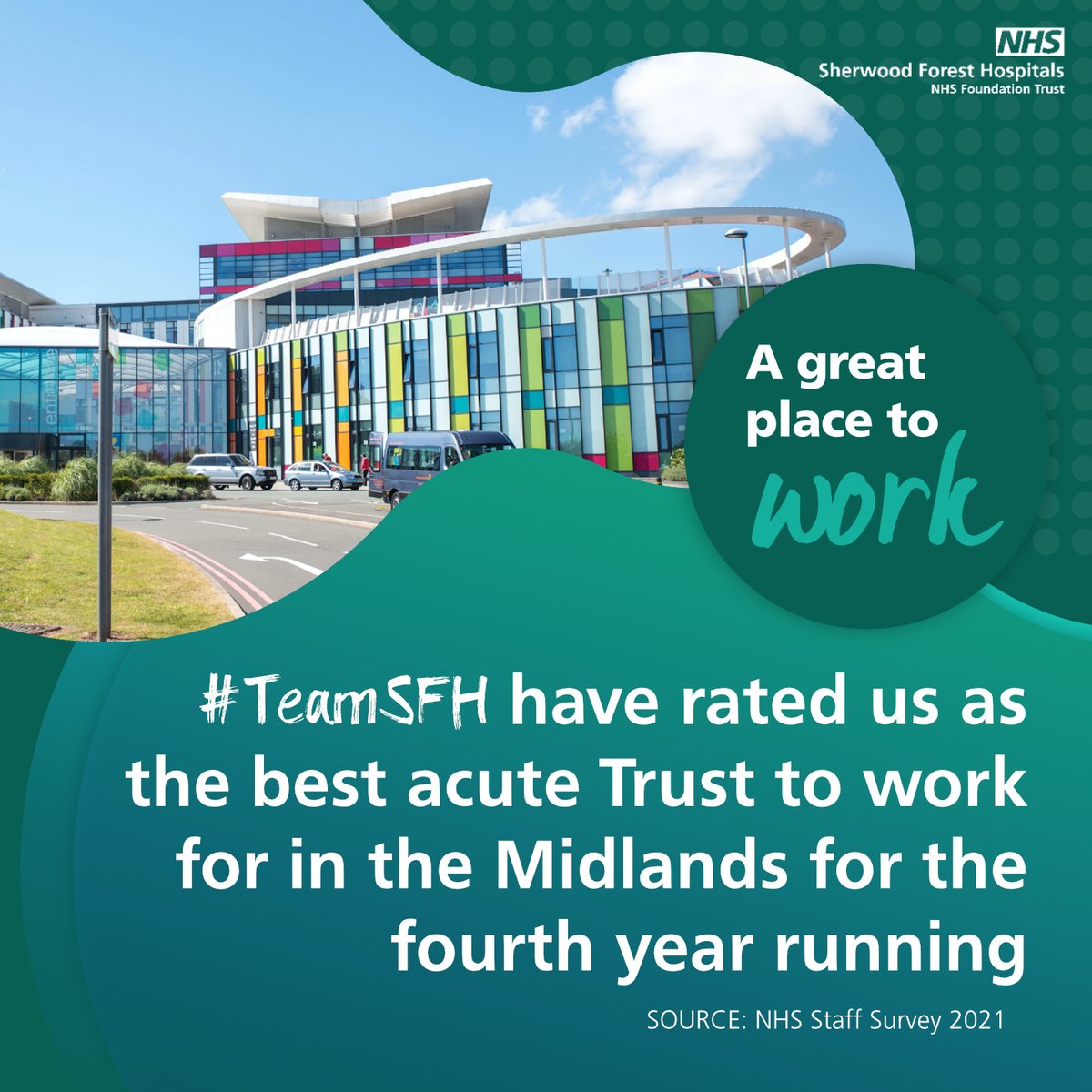 Our own staff rated us as the second-best acute trust to work at in the country and best in the Midlands in the most recent national NHS Staff Survey. Why not join us?

sfh-tr.nhs.uk/work-for-us/