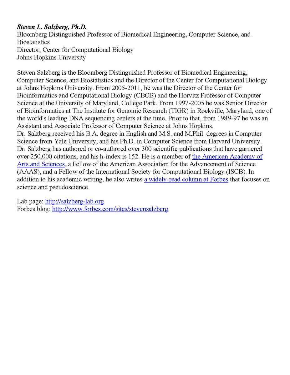 Today at 4:00 PM-CBDS Distinguished Speaker Seminar: “The human genome and our genes: how much are we missing?” Dr. Steven L. Salzberg, Bloomberg Dist. Prof. of Biomedical Engineering, Computer Science, Biostatistics and the Dir. of the Center for Computational Bio-Johns Hopkins.