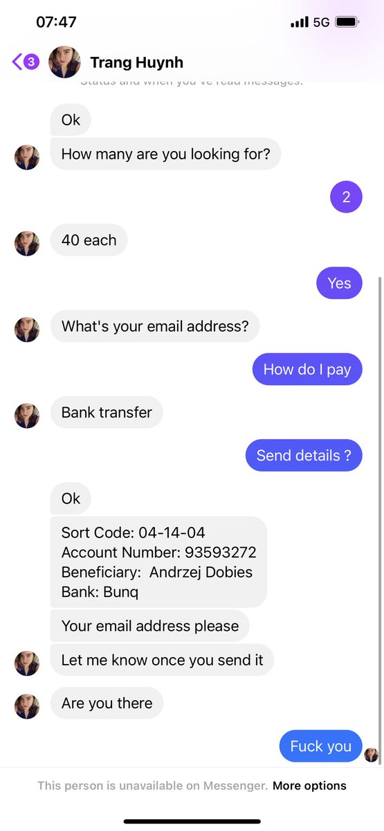 Tried to buy some tickets for <a href="/samfendermusic/">Sam Fender</a> whilst I’m working in Newcastle and had 8 messages from scammers on FB with the same bank details 😩😂💁🏻‍♂️
Anyone selling genuine tickets let me know please 🙏🏼
<a href="/ArenaNewcastle/">Utilita Arena Newcastle</a>