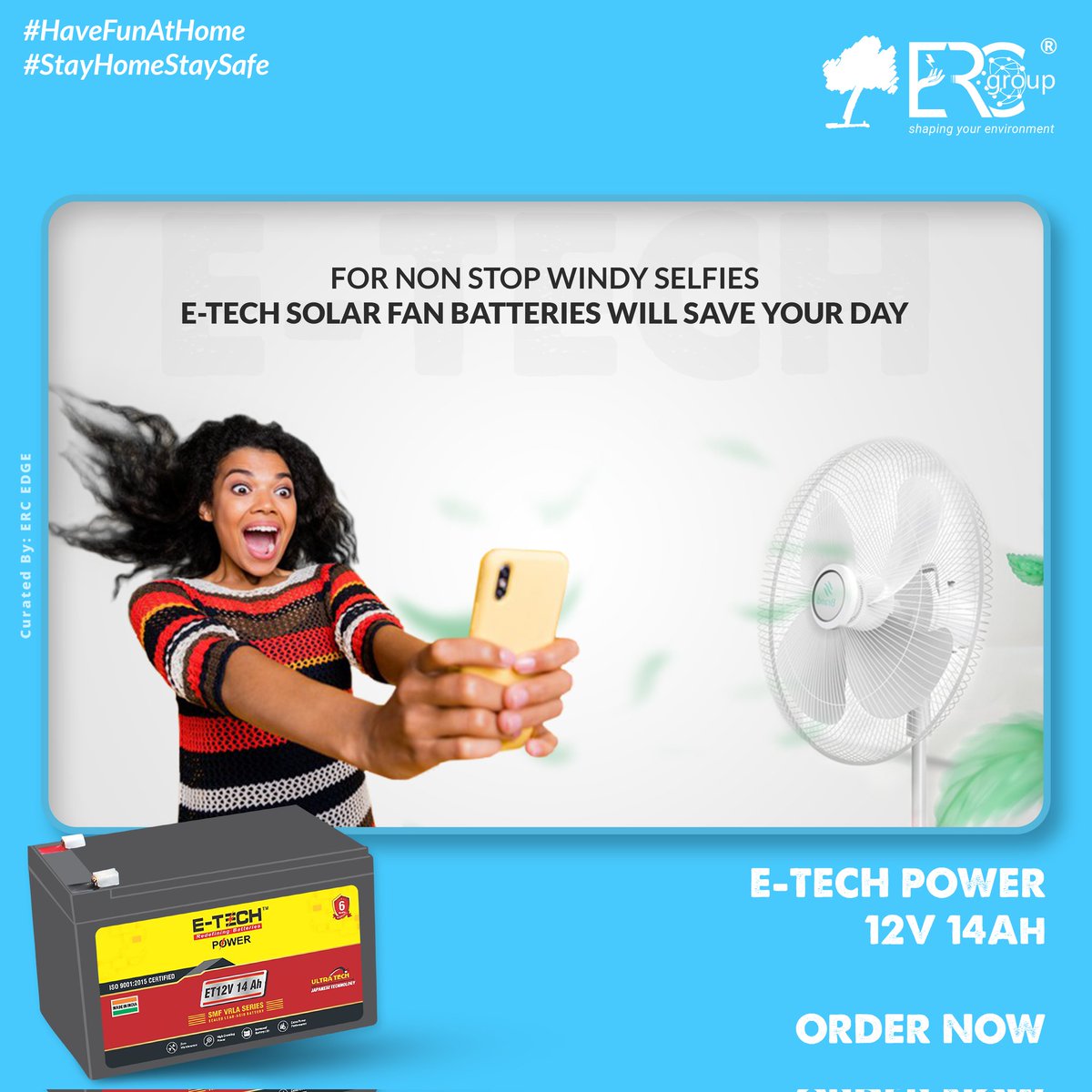 ercgroupindia's tweet photo. For non stop windy selfies...
E-TECH SOLAR FAN BATTERIES WILL SAVE YOUR DAY...
E-TECH POWER - 12V 14Ah
Built with keeping your needs in mind.
High Quality With Low Charges Services.
Contact us now
1800 889 1540
#solarfan #summervibes #summerselfie #etechbatteries #ercgroup https://t.co/l8JHhKVoI7