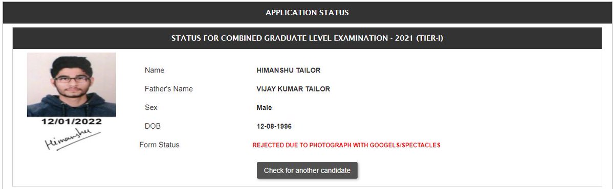 AnuragM07450980's tweet photo. Most of the aspirants of SSC facing the issue of appilication rejection due to spectacles in photo on form of SSC. This is not valid reason to disqualify aspirants. I requested you @DrJitendraSingh Open the correction window otherwise whole year will stake.
#acceptCGLforms #SSC https://t.co/AkMnAP5w2z