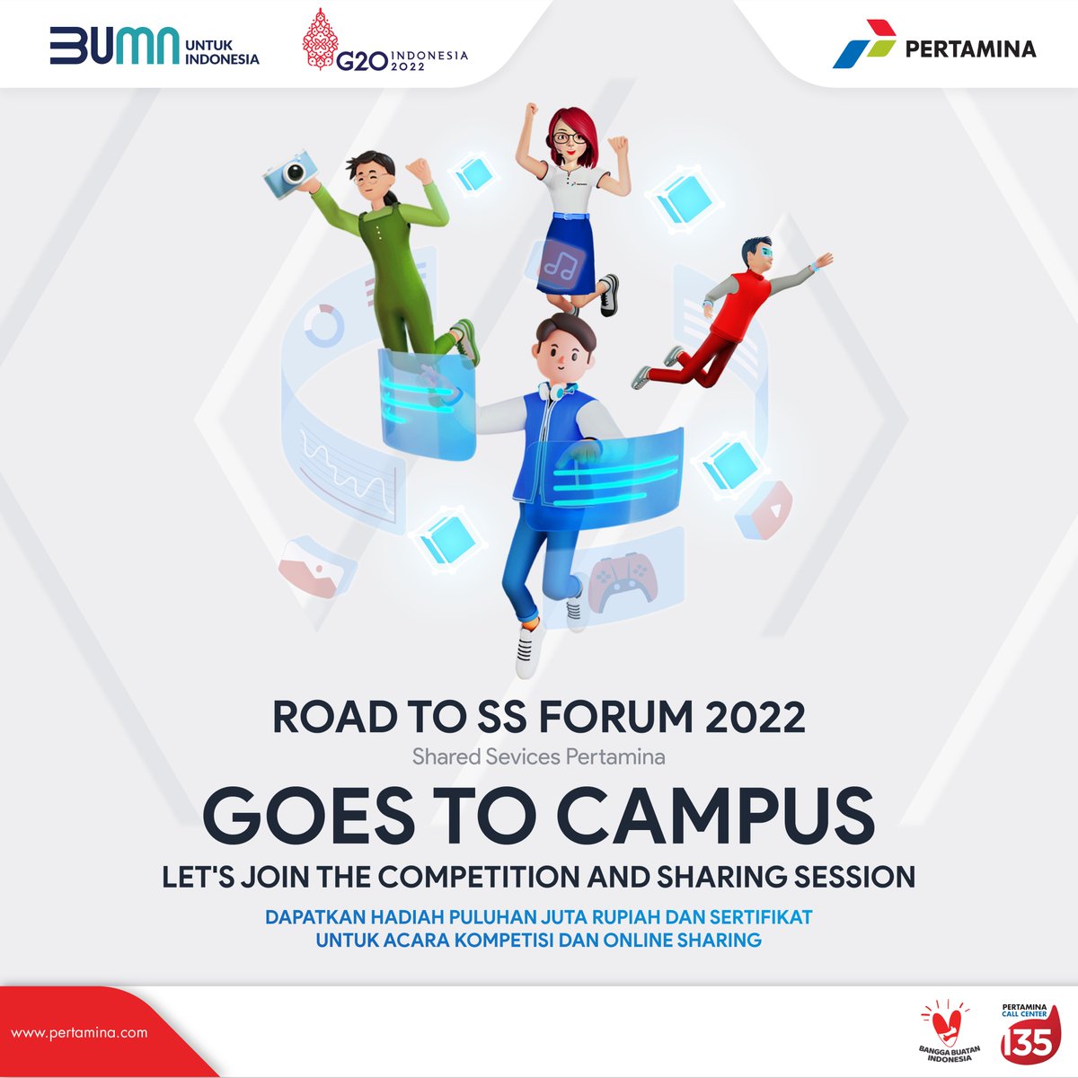 pertamina's tweet photo. Letโs join the competition & Sharing session bersama Shared Service (SS) Pertamina
Sebagai Opening Journey dari #SSForum2022, SS Goes To Campus akan meng-energize mahasiswa dengan update terkini Pertamina, Shared Service dan knowledge/Skills.
#EnergizingYou
#AdvancingYou https://t.co/pyzd3Cae7G