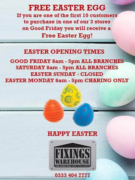 Come and see us in store in Ashford, Aylesford and Charing over the Easter Weekend.