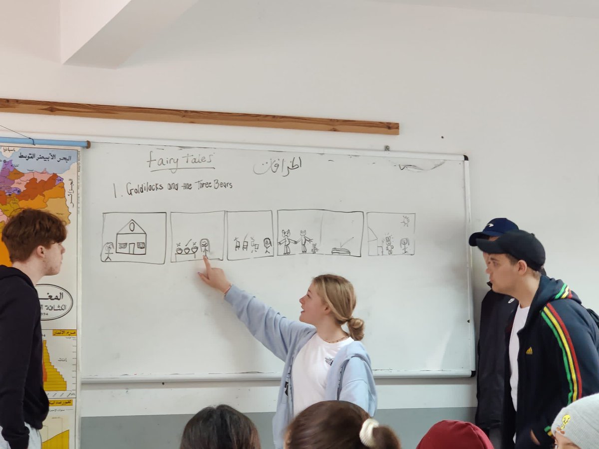 HyaMfl's tweet photo. Morocco Trip Day 11 - morning visit to the school where we compared fairytales and folktales between Morocco and England. Followed by a giant game of βheads down, thumbs upβ and an even bigger game of βwink murderβ! #TeamHYA #EducationWithCharacter #TuringScheme https://t.co/ajMtUUQU3K