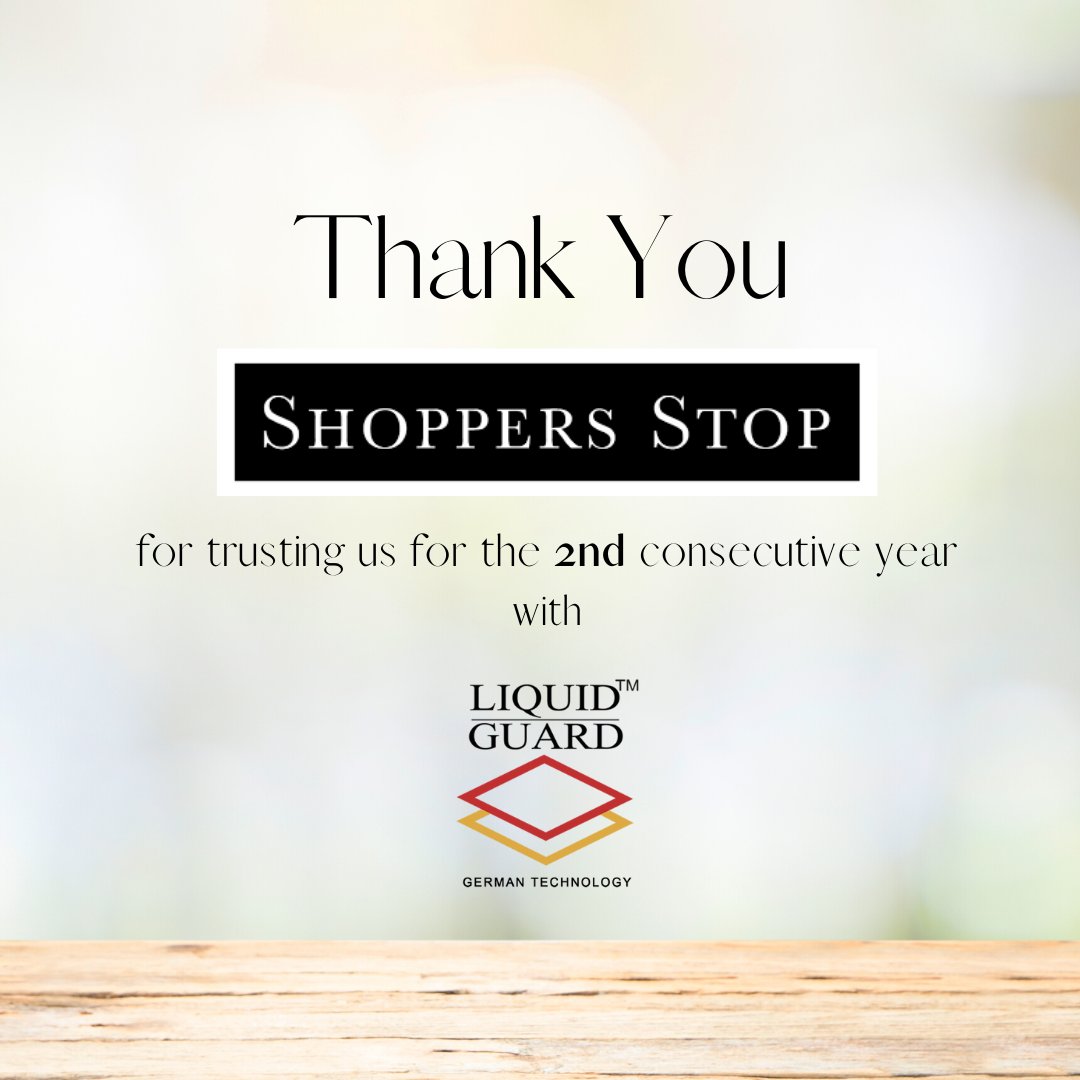 Quinn_Hygiene's tweet photo. Thank you Shoppers Stop for trusting LIQUID GUARD German Antimicrobial Technology for the 2nd consecutive year for all the stores, offices and warehouses across various regions pan-India. https://t.co/WypAo5M0Op