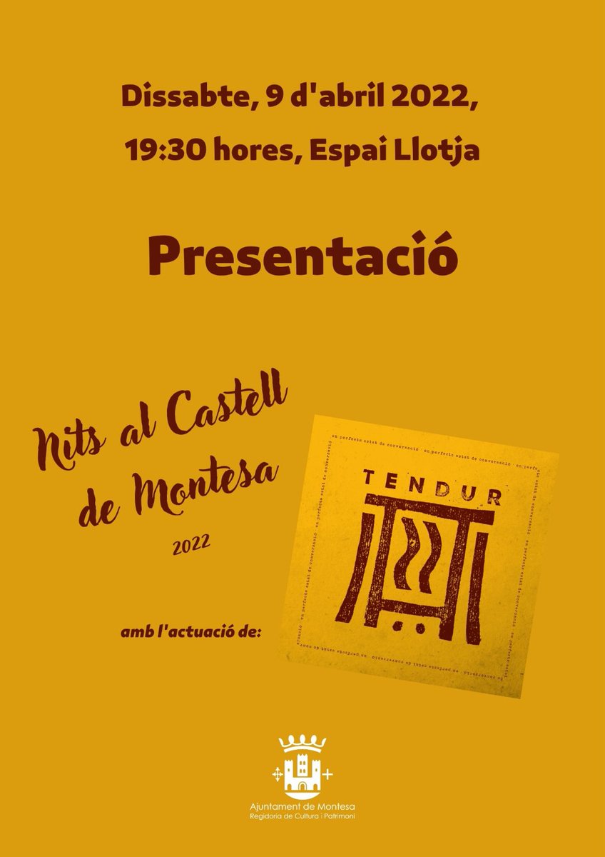 centomontesa's tweet photo. Este dissabte en Montesa es presenta el cartell de les nits al castell d'enguany amb actuació de Tendur. https://t.co/ag0ZPCeNxB