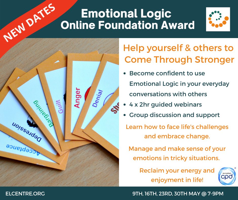 ELCentreUK's tweet photo. Due to popular demand we have added new dates! Register here and don't #missout! https://t.co/t4jCSwF1Nt #GainInnerStrength #ComeThroughStronger #Wellbeing #Support #CPD https://t.co/LL3KXIGIRg