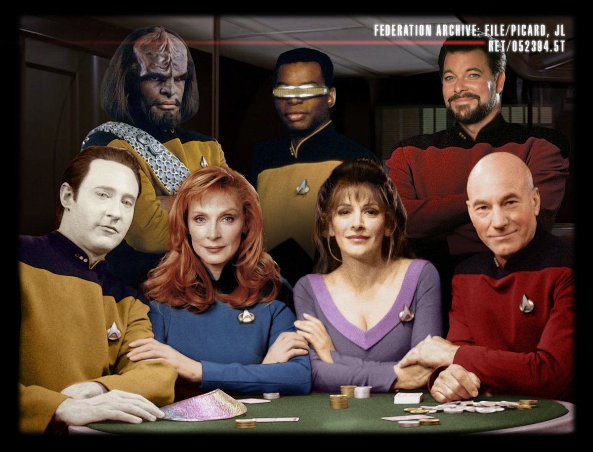Here's something I created for <a href="/DavidAGoodman/">David A. Goodman</a> 's amazing autobiography of #StarTrekPicard . Very excited about seeing these seven people together again. #StarTrekTNG