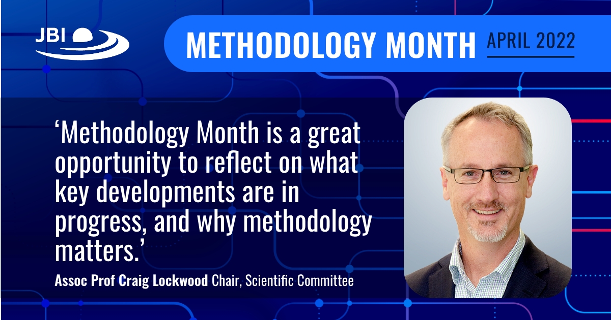This month is JBI Methodology Month! 

Throughout April we will be spotlighting JBI’s progressive methodologies &amp; free access resources for anyone who is interested in evidence-based decision making &amp; #EBP. 

Learn more: jbi.global/news/article?i…

#JBImethodology
<a href="/CraigSL01/">Craig Lockwood, RN, MACN</a>