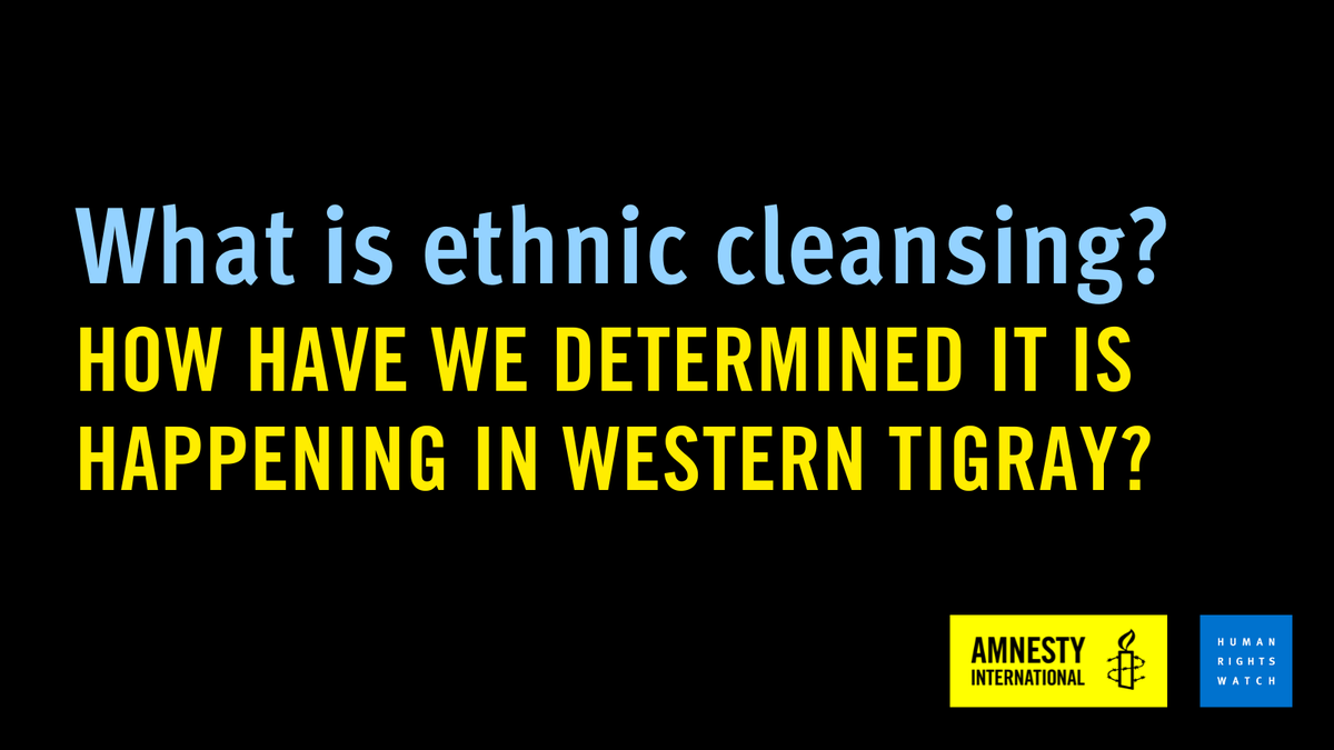 Amnesty International (@amnesty) on Twitter photo Today <a href="/amnesty/">Amnesty International</a> and <a href="/hrw/">Human Rights Watch</a> published "We Will Erase You From This Land," a report about ethnic cleansing, crimes against humanity, & war crimes in Ethiopia's Western #Tigray Zone.
Thread on what defines ethnic cleansing and why the term applies 👇 Today <a href="/amnesty/">Amnesty International</a> and <a href="/hrw/">Human Rights Watch</a> published "We Will Erase You From This Land," a report about ethnic cleansing, crimes against humanity, & war crimes in Ethiopia's Western #Tigray Zone.
Thread on what defines ethnic cleansing and why the term applies 👇