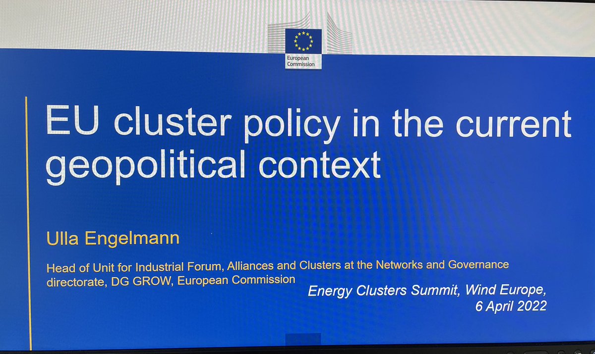 ulla234's tweet photo. Today presenting 🇪🇺 #clusters policy at energy clusters summit at @WindEurope in Bilbao &amp; inviting to next #ClusterTalks at 13.4 on #energy solutions organised by @Clusters_EU @EU_Growth @EU_EISMEA cluster partnerships are part of solution to accelerate green transition https://t.co/0lKOd9y1i7