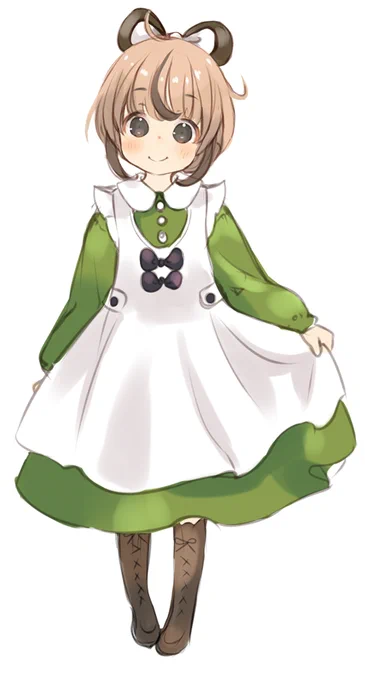 「こだぬきと領主さまの物語」のネリちゃんのラフ。挿絵では別の服を着せたけどこれはこれで気に入ってる😌
狸だから緑色の服にしたんだよなぁ、確か。
髪の色でとても悩んだ覚えがあります。 