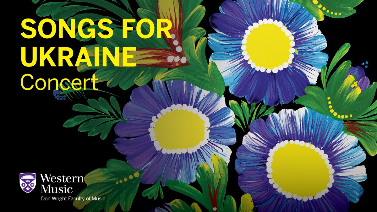 westernuMusic's tweet photo. Friday, April 8, 6pm students in James Westman's @WestmanBaritone #voice studio &amp; friends present "Songs for Ukraine" @WesternU, a concert in support of the Ukrainian people and those affected by the war, with collaborative pianist Olena Bratishko. #LdnOnt https://t.co/7IMaQ8sDpn https://t.co/Y4zMnv7WDK