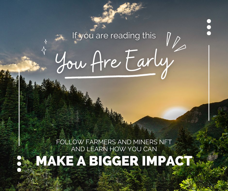 farmerminerNFT's tweet photo. Hello Twitter! 

If you are reading this, then you are EARLY! Join the FAM! 

We have an amazing NFT project we are excited to share with you. It's all about giving everyone a chance to make a BIGGER IMPACT. Follow us and turn your notifications on. 🔔 

#NFT #NFTs https://t.co/1zeMiSTO2O