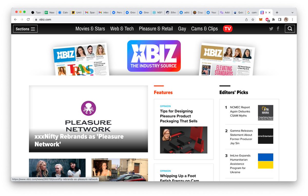 Pleasure_coin's tweet photo. 🙏Thank you @XBIZ &amp; our amazing partner @PornoDan for Front Page on our Rebrand to Pleasure Network

👣This is the next step to changing the industry for our amazing SWers &amp; creators! Another step forward!

#crypto #NFTCommunity #nfts #altcoin #altcoins #PolygonNFTs #Metaverse https://t.co/VQ4Mc9dJ9q