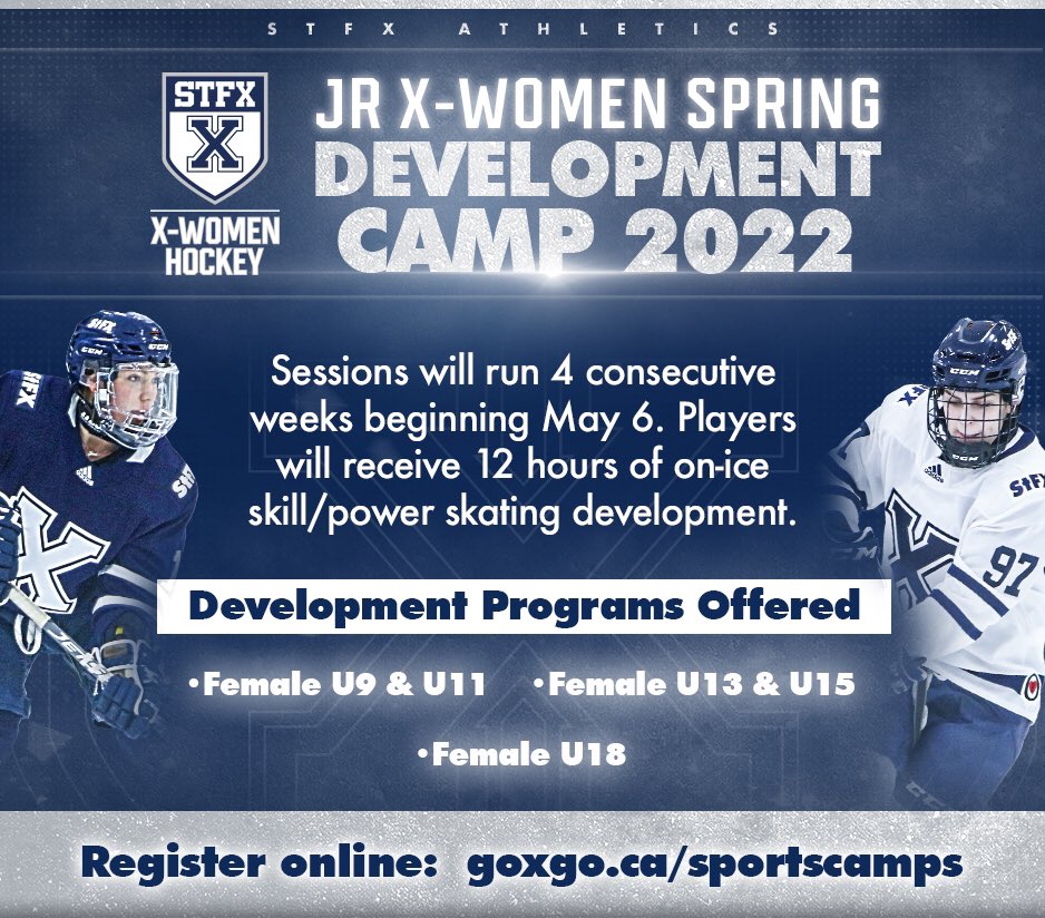 Jr. X-Women Spring Development Camp is a month away &amp; sessions are nearing capacity. Check out goxgo.ca/sportscamps for a full schedule and to register online today.