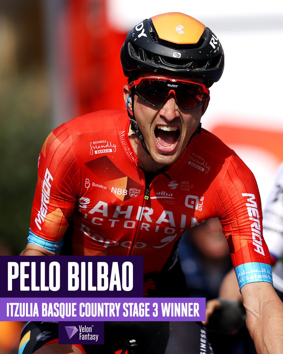 Timing was everything for Pello Bilbao as he edged out the World Champion by half a wheel 🤯 to take a win on Stage 3 of #Itzulia2022 

A special victory for the Basque rider in his home race 🙌🏻

How is your #VelonFantasy season looking so far?
