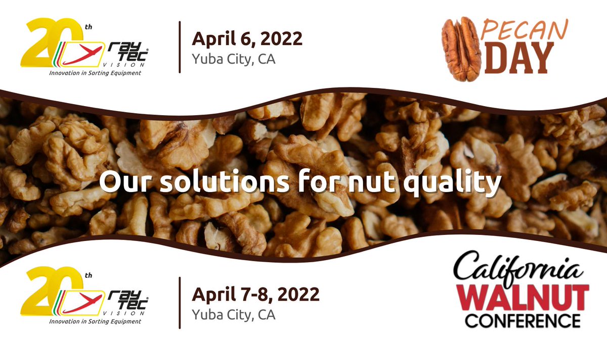 Raytec_Sorting's tweet photo. Ready for an amazing nut experience at Yuba City, California. We will be present with our #Dryce, a #sortingmachine designed for #nuts and #dryfruit.
We are waiting for you there to show our expertise in #sorting.
#foodmachines #foodsorting #sortingtechnologies #sorting https://t.co/XYP8Lxm0ii