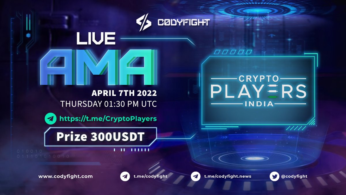 codyfight's tweet image. ❗️ #AMA with @CryptoPlayersIn  is Tomorrow 🚀

⏰ Time: April 7th, 1:30 pm UTC
🏠 Venue: t.me/CryptoPlayers
💰 Prize pool: 300 USDT

Tune in and get your questions answered Live! 😉
#NFT #NFTgame $CTOK #metaverse #NFTs