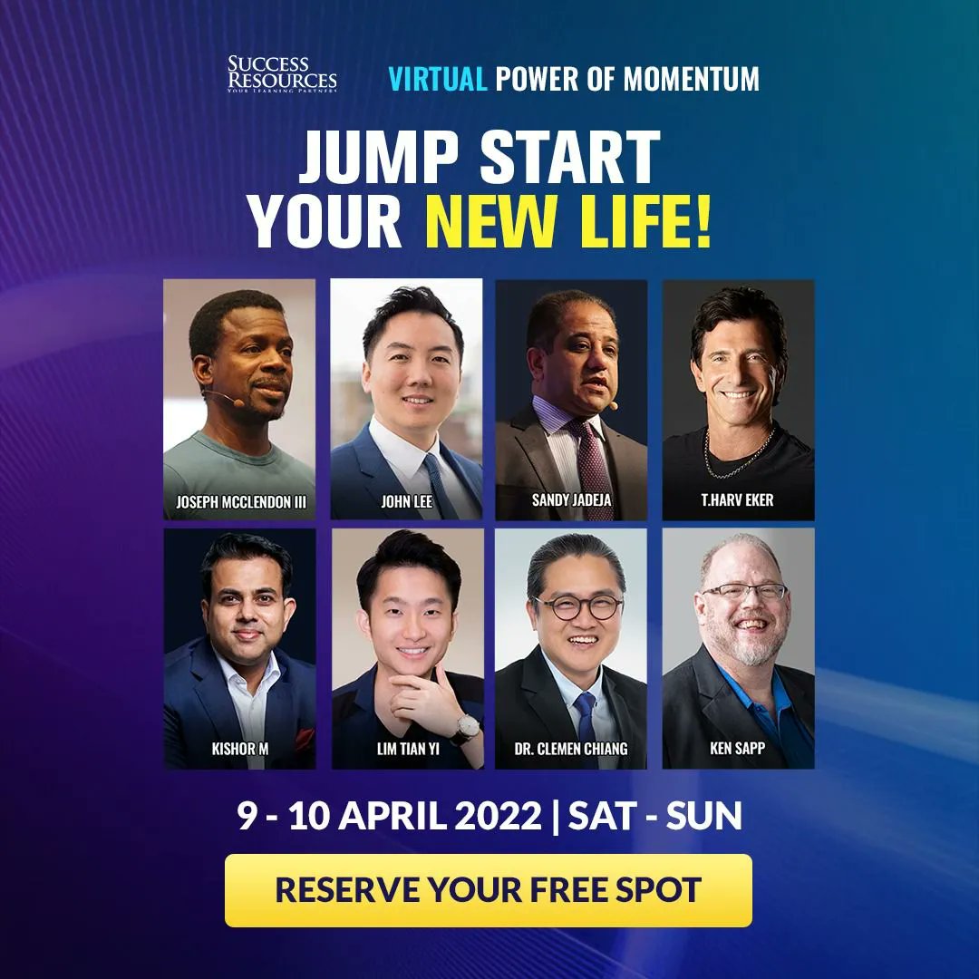spiking's tweet photo. 2-DAYS VIRTUAL EXPERIENCE THAT GETS YOU ACTIONABLE RESULTS. Dr. Clemen Chiang will be speaking at Virtual Power of Momentum on 10 April 2022, 7:30PM - 9PM! See you this weekend! Register for FREE now 👉 https://t.co/1LVnrzg7h5
#powerofmomentum #clemenchiang #upw #upwvirtual https://t.co/63UKHxOw6f