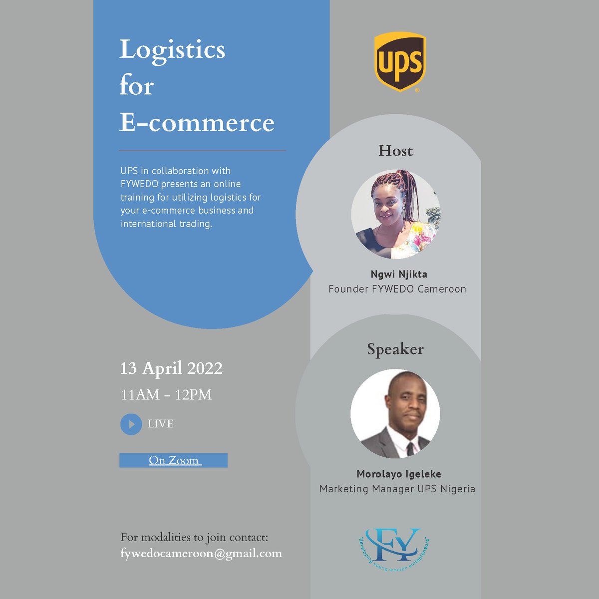 eTrade_Hubs's tweet photo. Join the UPS webinar on Logistics for e-Commerce
Date: Wednesday, April 13, 2022
Time: 10 AM GMT
Register for free: https://t.co/xj3yzuvATe
#etradehubs #ups #ecoommerce #afcfta @UPS https://t.co/hVFxudjzpY