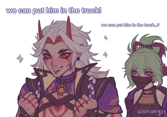 shinobu and itto based off this one tiktok audio ive been obsessed with #原神 