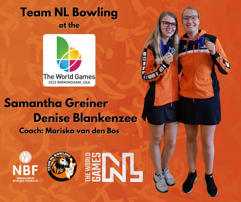 🇳🇱 Tijdens de World Games 2022 worden we vertegenwoordigd door Samantha Greiner en Denise Blankenzee!

Lees er meer over via nbf.bowlen.nl/news/nieuwsber…

#twg2022 #roadtoBHM #theworldgamesnl #teamnlbowling #twgnl #bowling #julianadorp