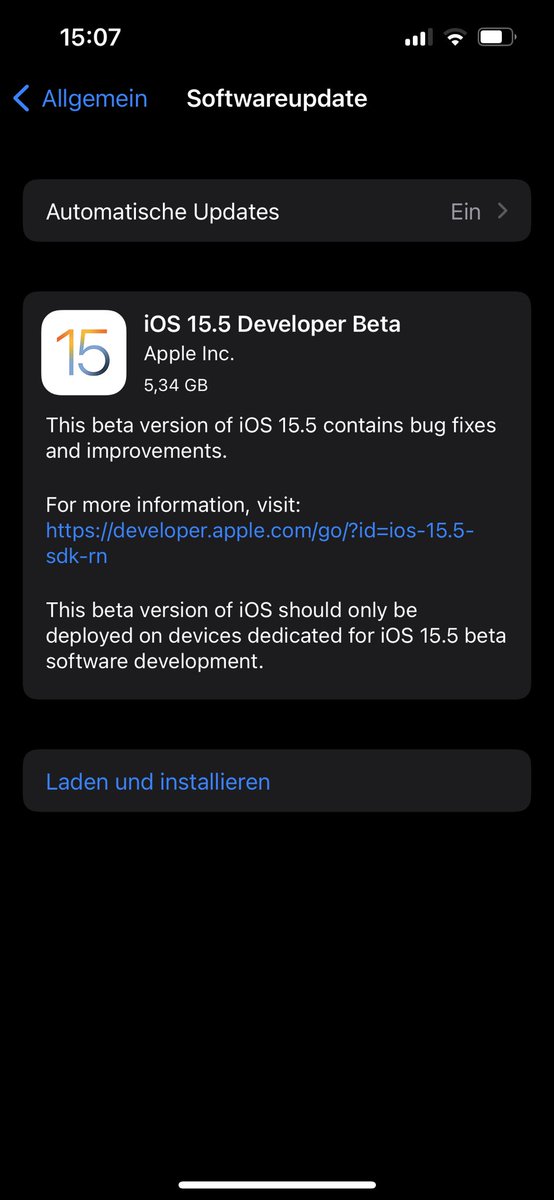 dieserchriss's tweet image. Erstmal gerade die iOS 15.5 Beta herunterladen 👍🏼.    #apple #iphobe #beta @NilsHendrikWelk #smartphone #ios15