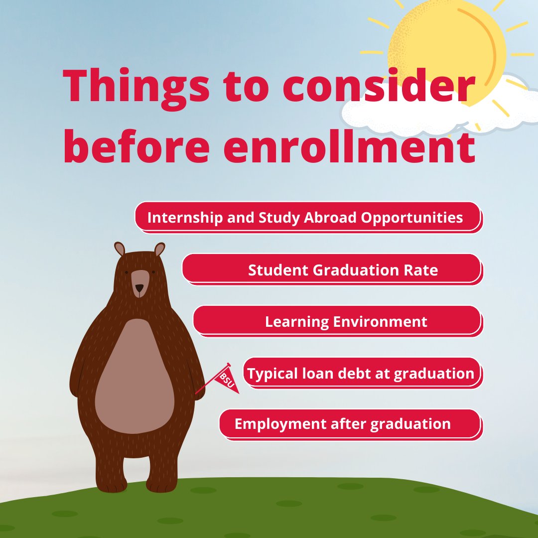 Hey, future bears! Here are some important things to consider before enrolling in any university program. We hope to see you this fall! #bridgewaterstateuniversity