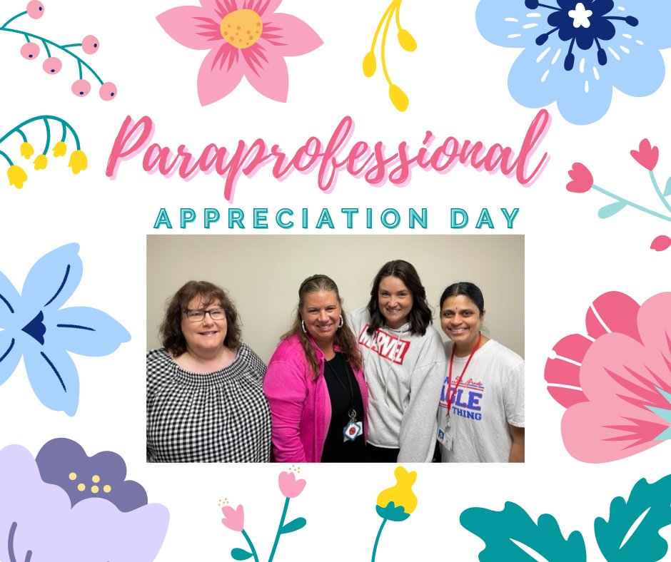AndrewsEagles's tweet photo. ๐Happy Paraprofessional Appreciation Day to the amazing ladies who support students of all abilities to learn, grow and succeed. Thank you Ms. Blake, Mrs. Younger, Mrs. Caney, and Ms. Sudha!๐๐๐๐ #PlanoISDProud #DedicatedtoCaring https://t.co/fWLK1LrJd0