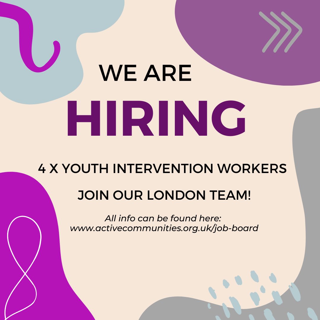 We Are Hiring 4 new full time youth workers to join our London team with a mixed set of skills including female participation, working with at-risk young people &amp; case management. This is a great opportunity for anyone passionate for youth &amp; community work activecommunities.org.uk/job-board