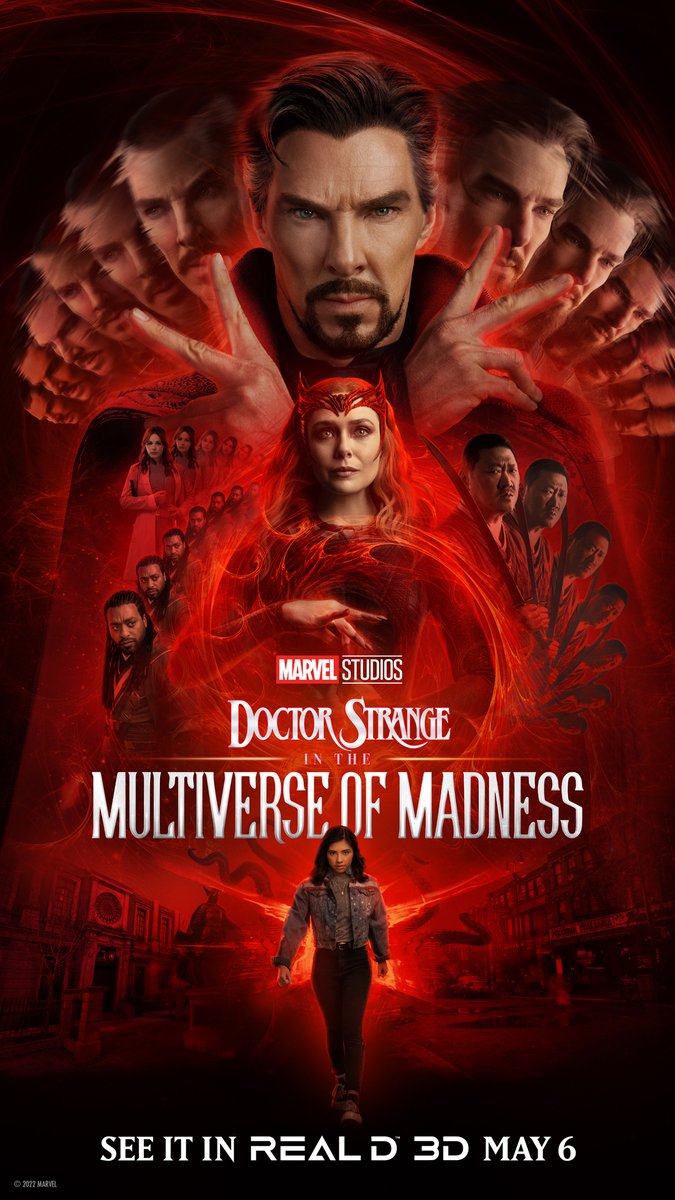 DrStrange's tweet image. Check out this exclusive RealD Poster for Marvel Studios’ #DoctorStrange in the Multiverse of Madness. Get tickets now to experience it only in theaters May 6.

Get Tickets Now: fandan.co/3NQZxgH