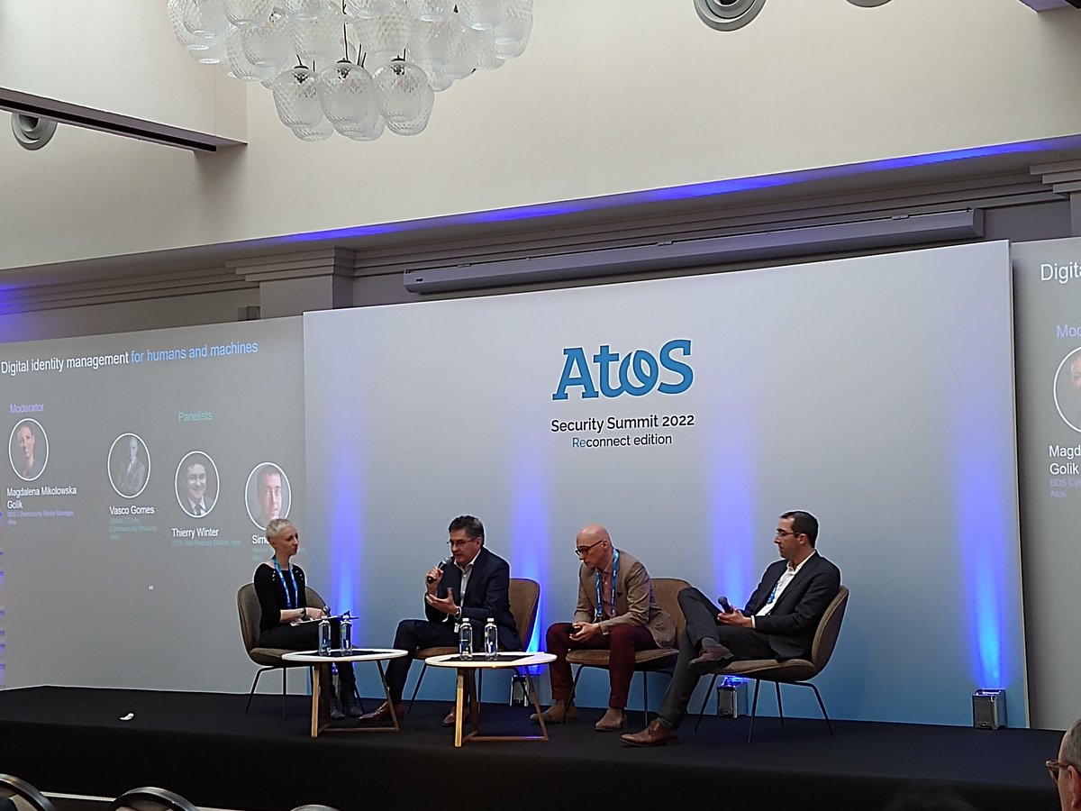 Digital Identity management for human and machines, Thierry Winter to summarize #identitymanagement in one sentence "we need to know who has access to what and for what reason" #AtosSecuritySummit <a href="/Atos_Security/">Atos_Security</a>