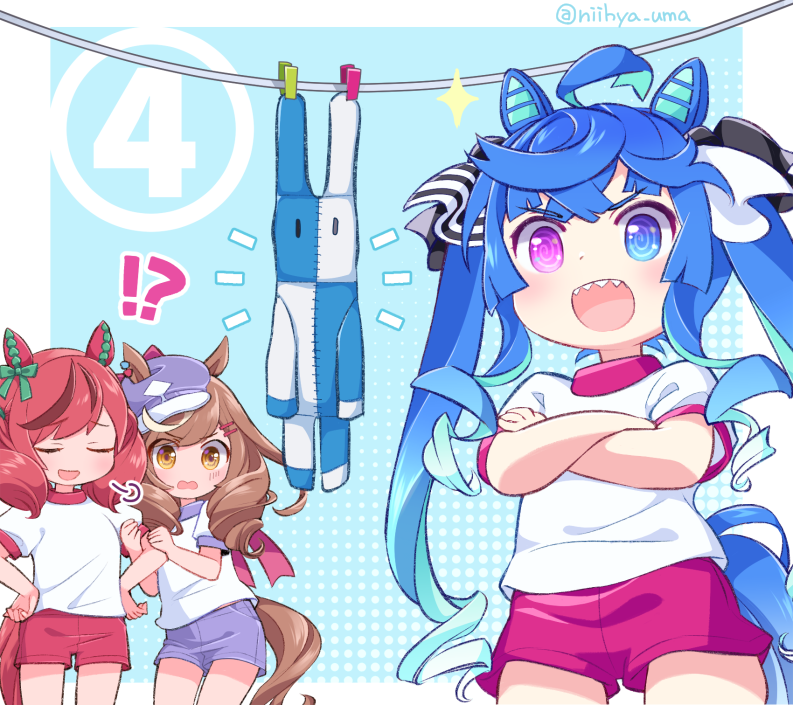 rice shower (umamusume) ,twin turbo (umamusume) multiple girls glasses animal ears horse ears comic horse girl long hair  illustration images