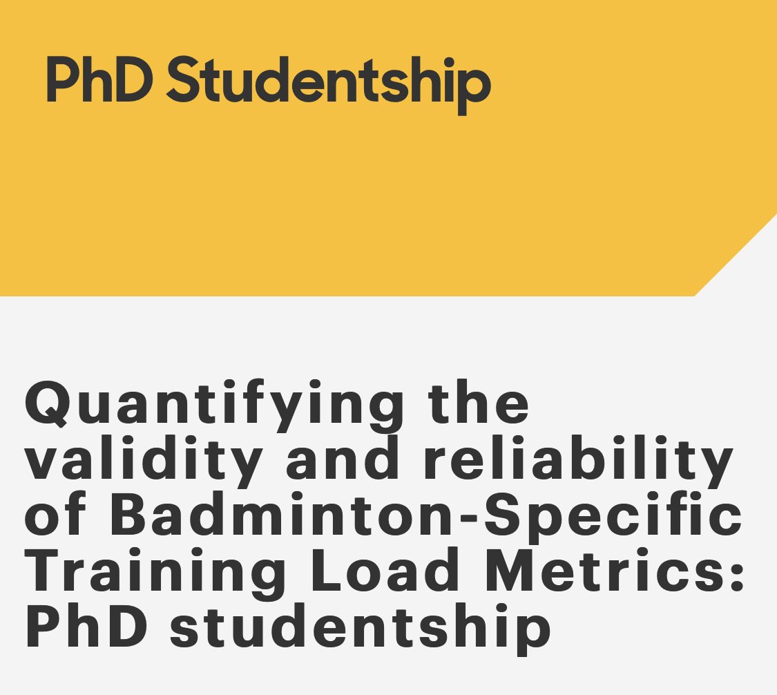 We are looking for a motivated student to take up with this exciting #PhD position in 🏸 at @UOS_SportSci, please see the link or contact me for informal enquiries uos.ac.uk/jobs/phd-stude…